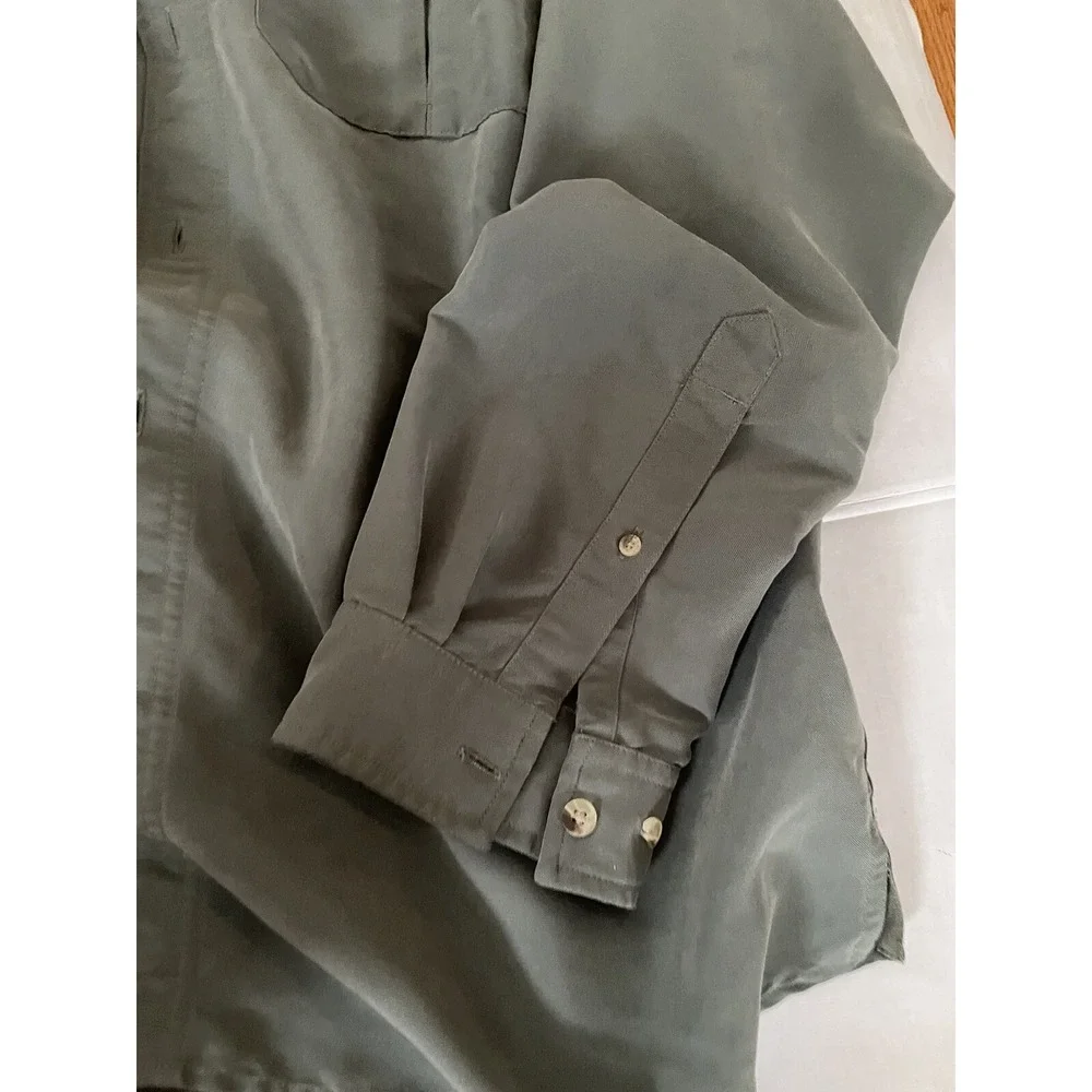 Vintage The North Face Adult Large L Front Pocket Button Down Shirt‎ Men Green